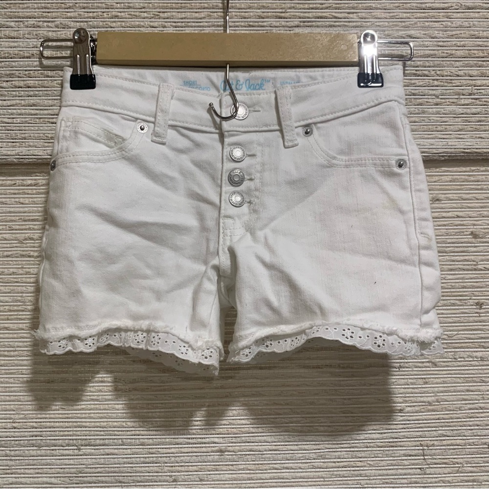 White Girl’s Eyelet Trim Jean Shorts